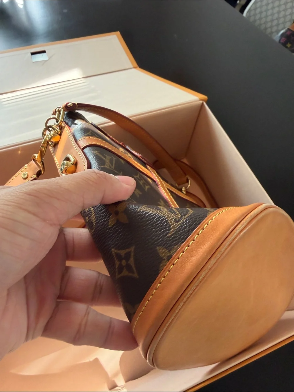 Louis Vuitton Interior Patch in Black with Tan Leather Label